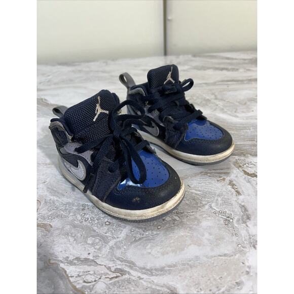 Toddler Boys' 7C Jordan 1 Mid SE Craft Inside Out Obsidian Blue Indigo Purple - Picture 1 of 12